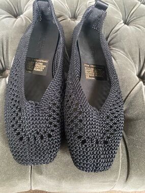 J. Crew Black Woven Knit Slip-On Flats